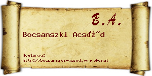 Bocsanszki Acsád névjegykártya